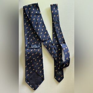 HERMÈS - PARIS Vintage 100% Silk Blue & Gold Men's Neck Tie Authentic